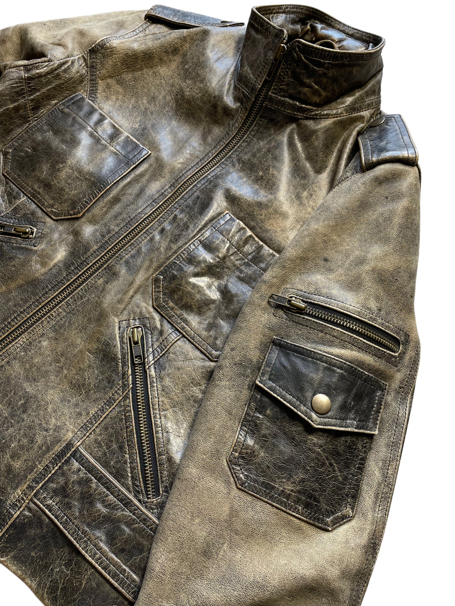 Kurz geschnittene Lederjacke (Frauen S)