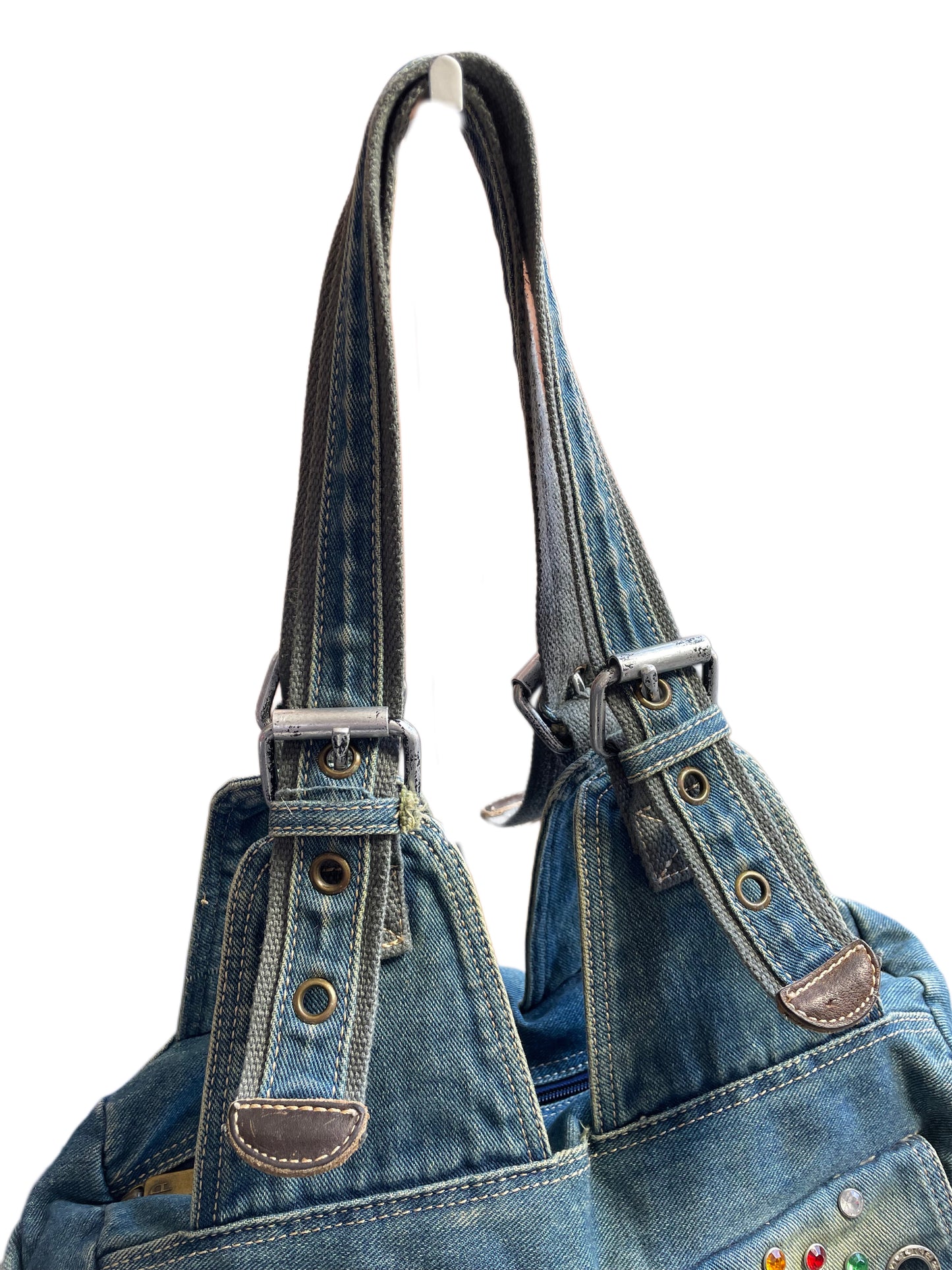 Diesel Tasche aus Jeans mit Glitzersteinen
