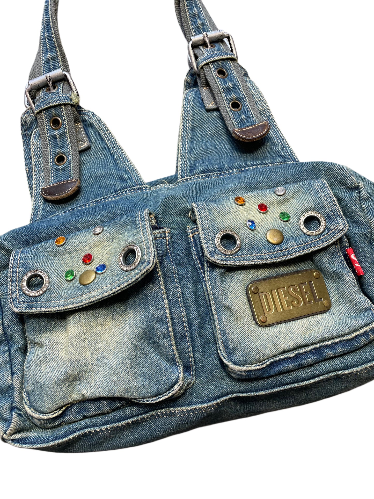 Diesel Tasche aus Jeans mit Glitzersteinen