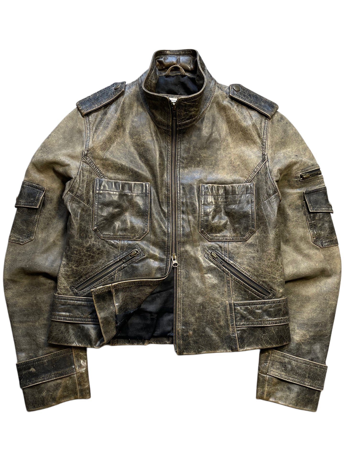 Kurz geschnittene Lederjacke (Frauen S)