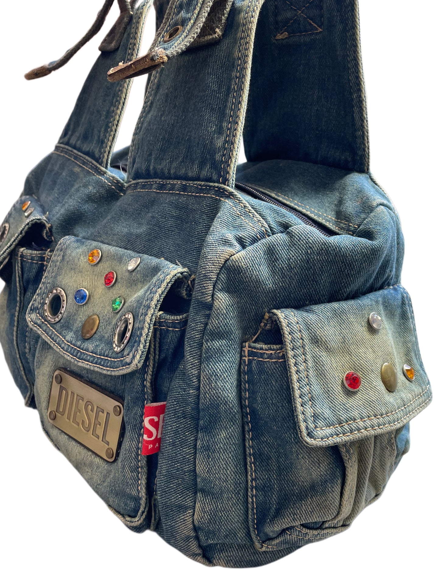 Diesel Tasche aus Jeans mit Glitzersteinen