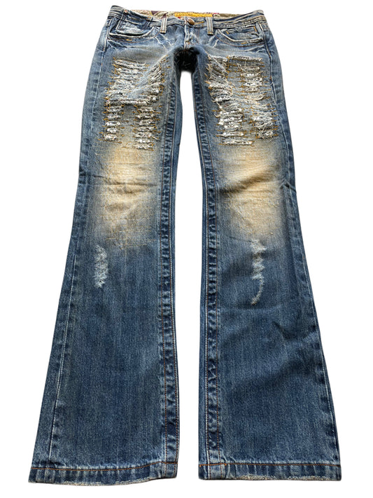 Vintage Glitzer Jeans mit Schlag (Frauen M)