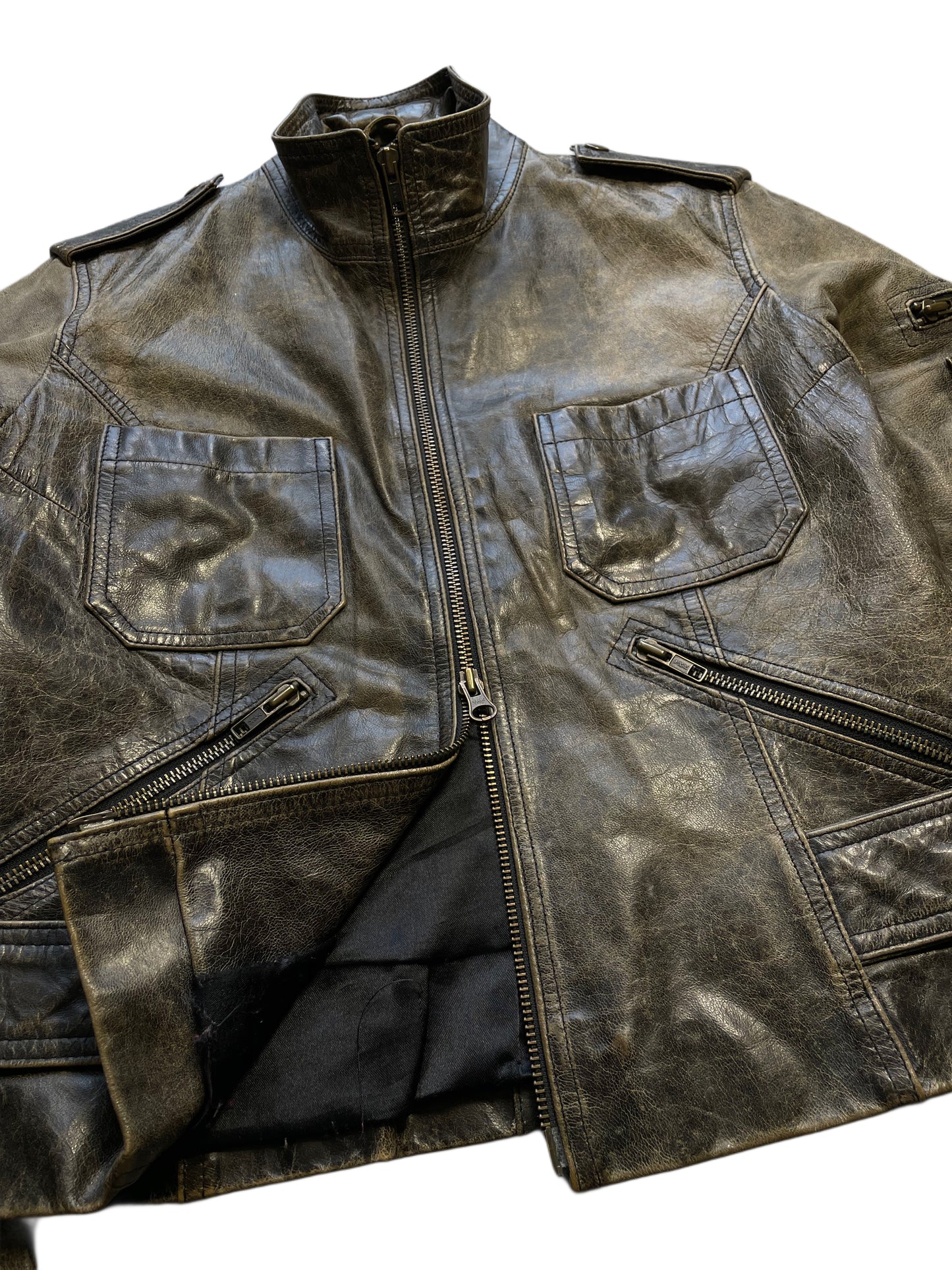 Kurz geschnittene Lederjacke (Frauen S)